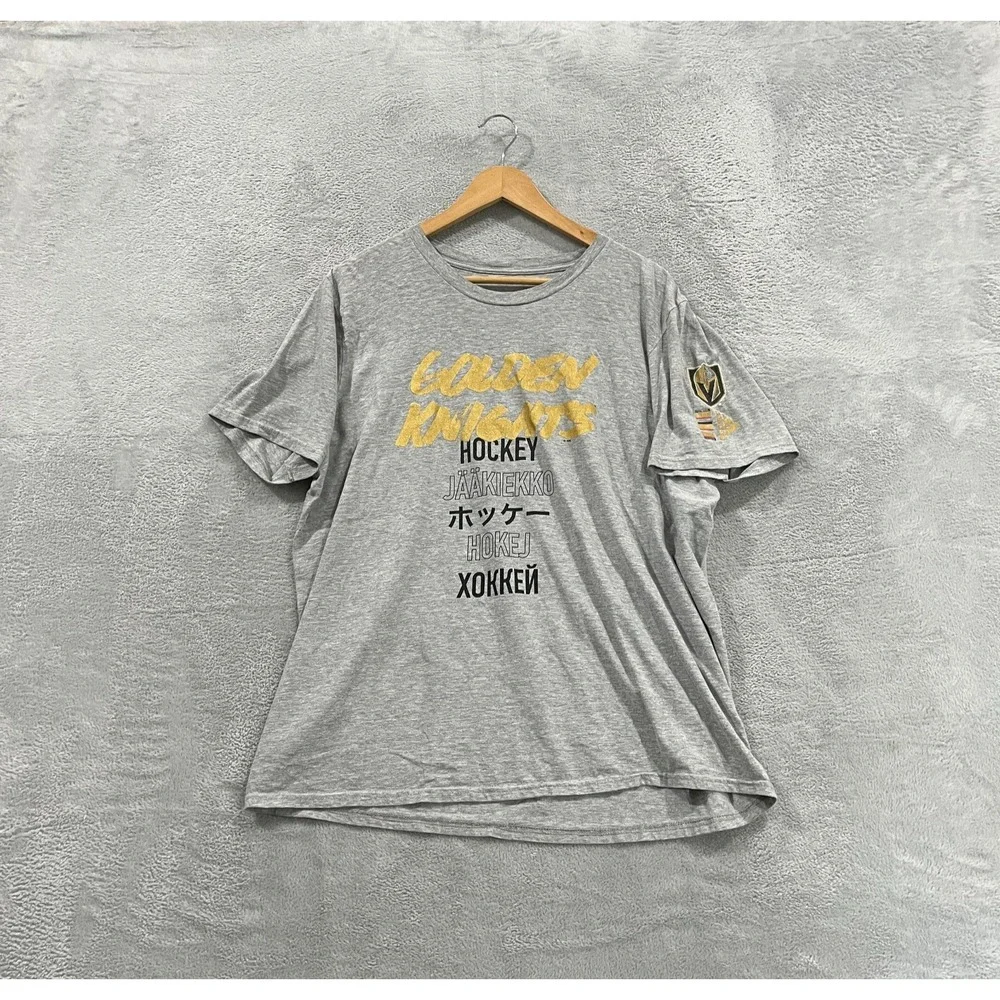 Vegas Golden Knights Amplifier T-Shirt Mens XL Gray Adidas NHL Hockey Sports